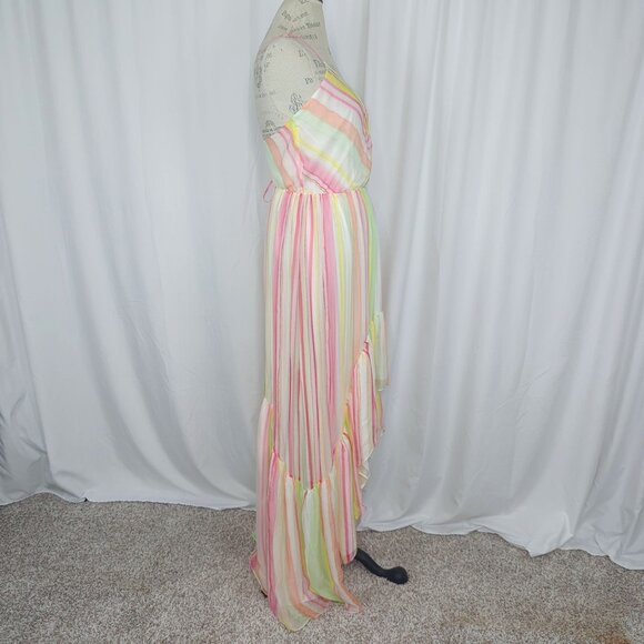 Ramy Brook Dress Small Hi Lo Pink Striped Sleeveless NWT - Picture 9 of 12